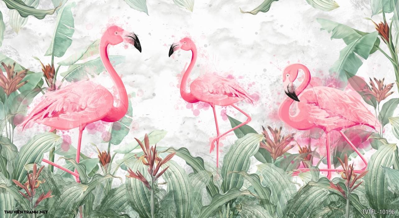 Tranh chim hồng hạc- Flamingo