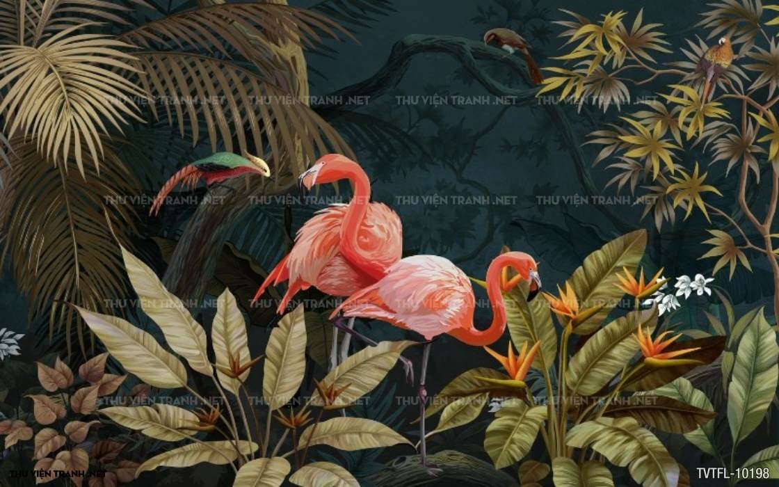 Tranh chim hồng hạc- Flamingo