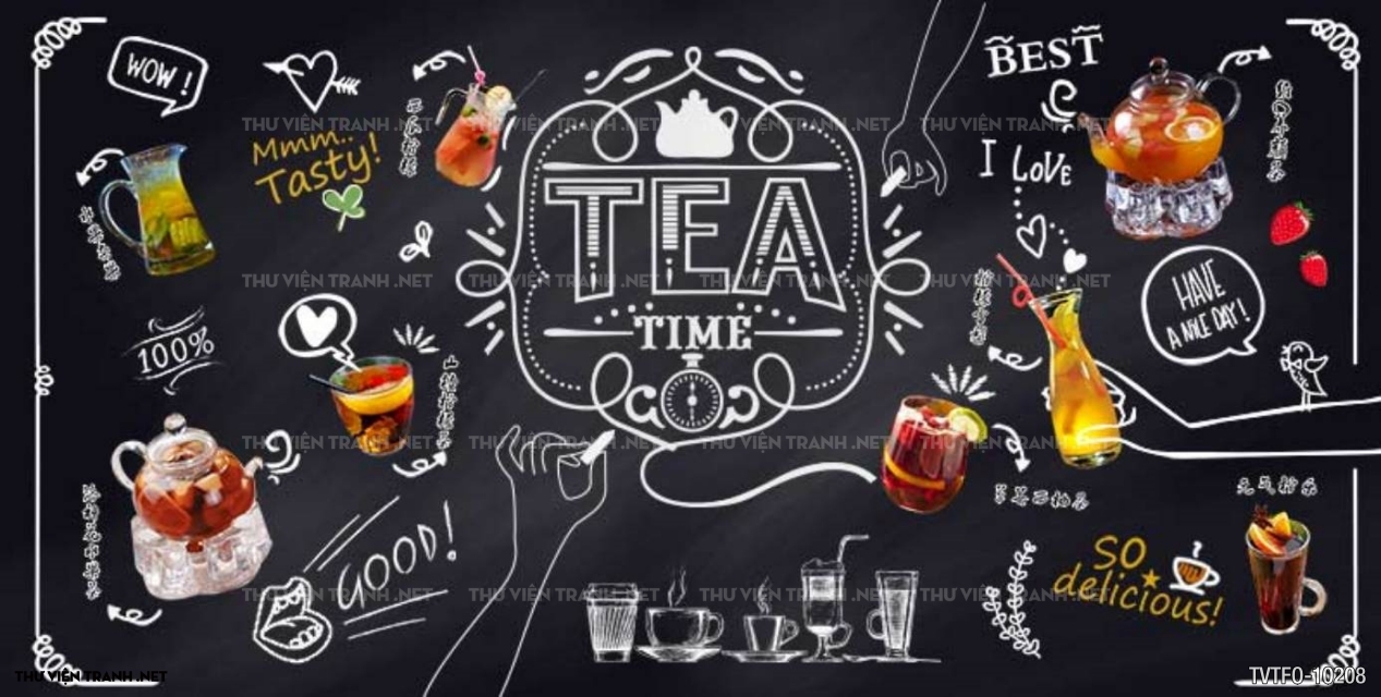Tranh dán tường quán ăn- các món ăn vặt