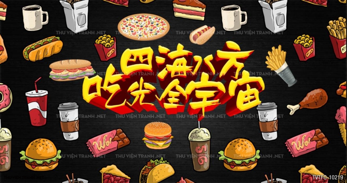 Tranh dán tường quán ăn- các món ăn vặt