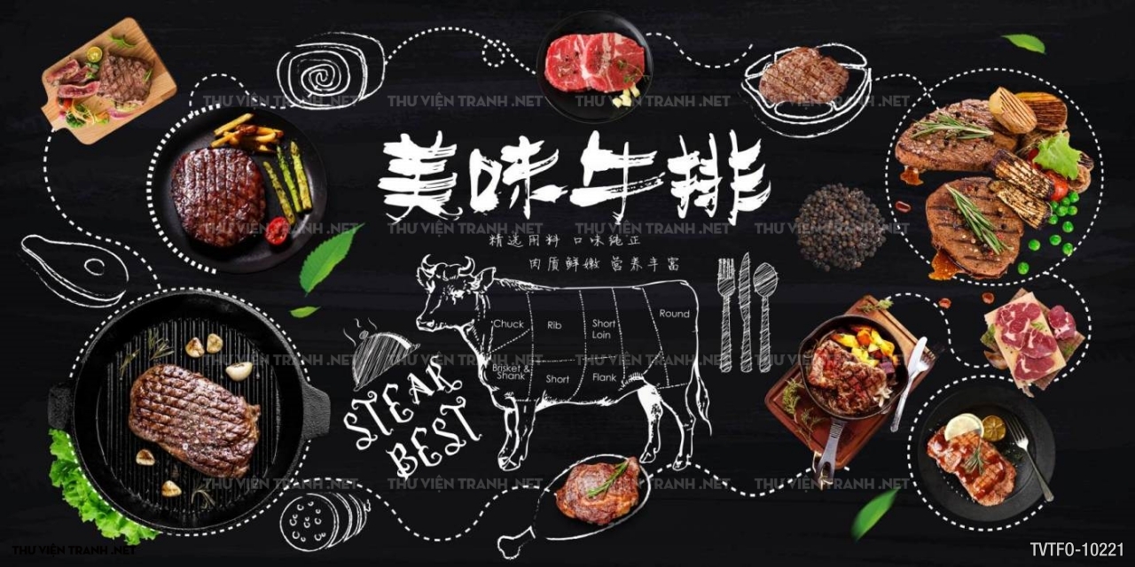 Tranh dán tường quán ăn- các món ăn vặt