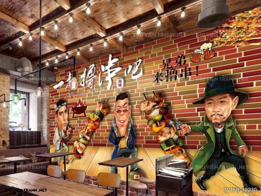 Tranh dán tường quán ăn- các món ăn vặt