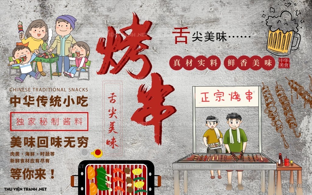 Tranh dán tường quán ăn