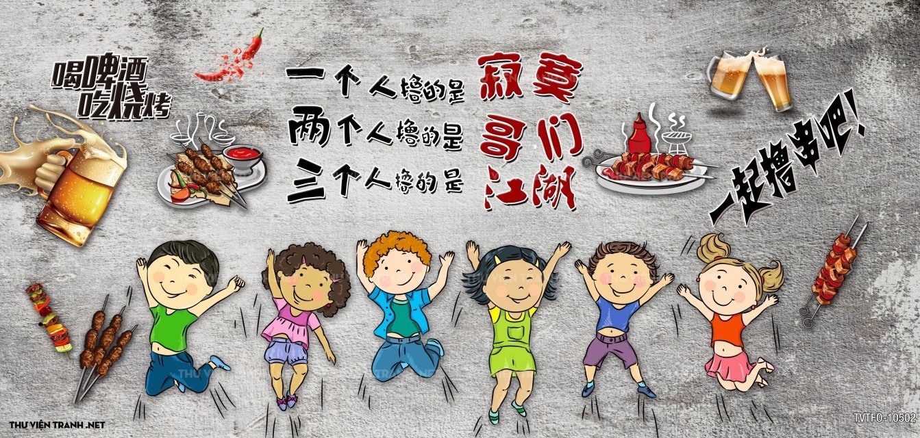 Tranh dán tường quán ăn