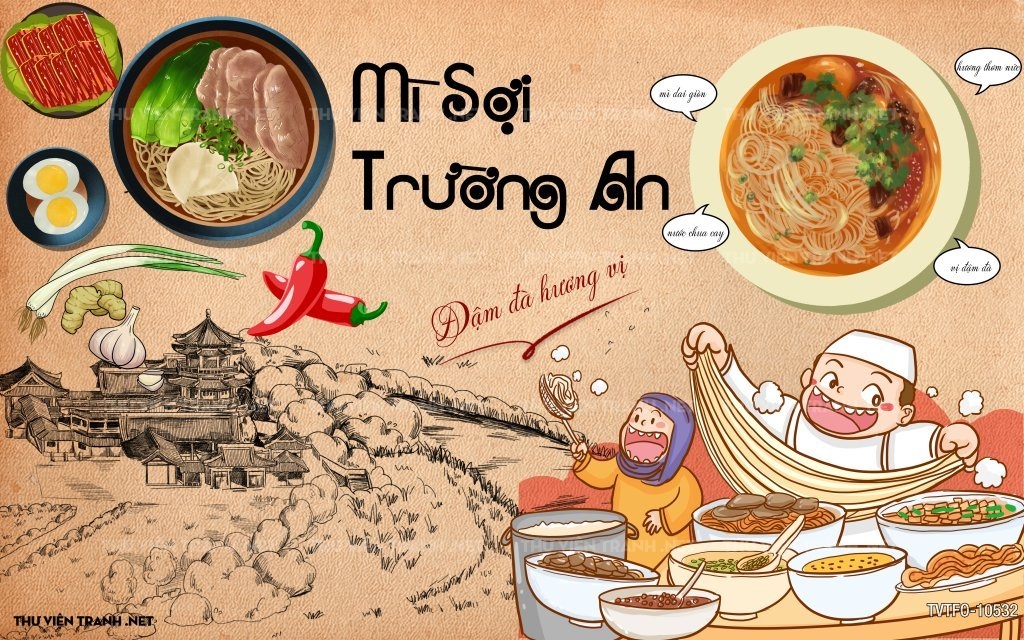 tranh dán tường quán ăn