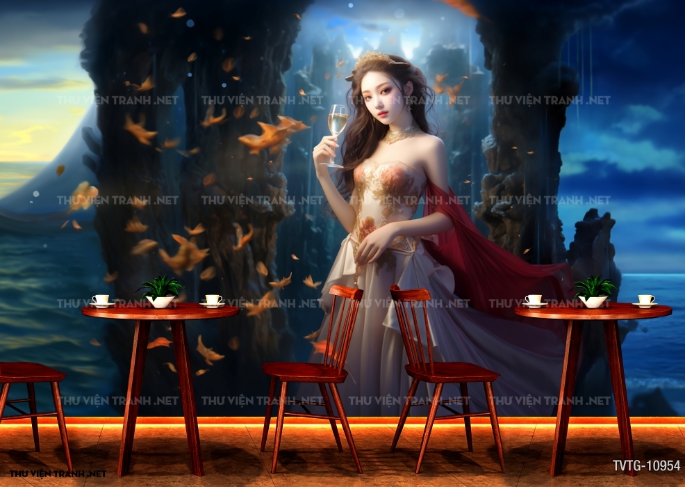 Tranh dán tường cô gái siêu thực 1