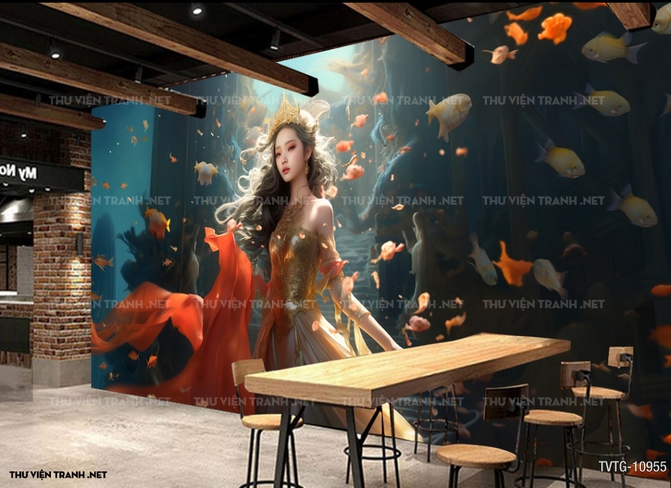 Tranh dán tường cô gái siêu thực 1