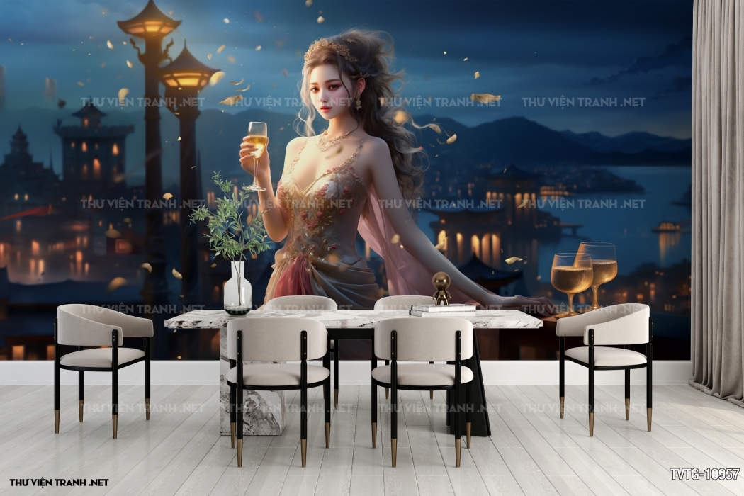 Tranh dán tường cô gái siêu thực 1