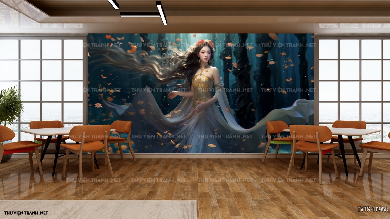 Tranh dán tường cô gái siêu thực 1