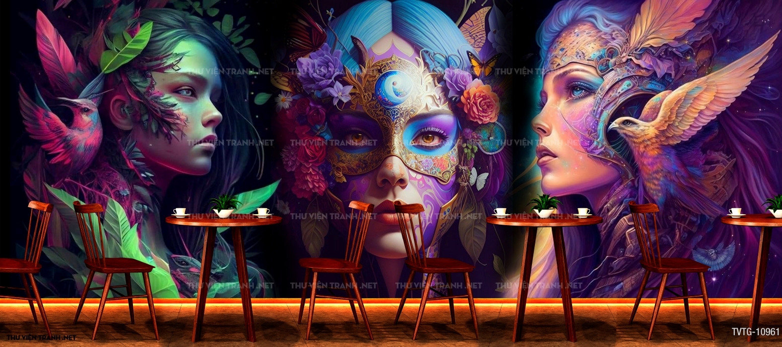 Tranh dán tường cô gái siêu thực 1