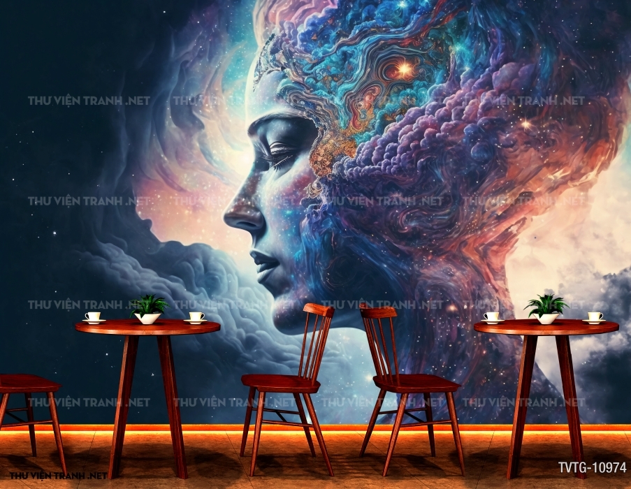 Tranh dán tường cô gái siêu thực 1