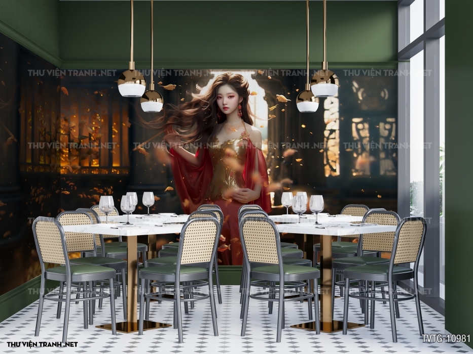 Tranh dán tường cô gái siêu thực 1