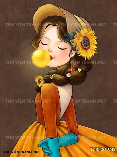Tranh dán tường chân dung cô gái