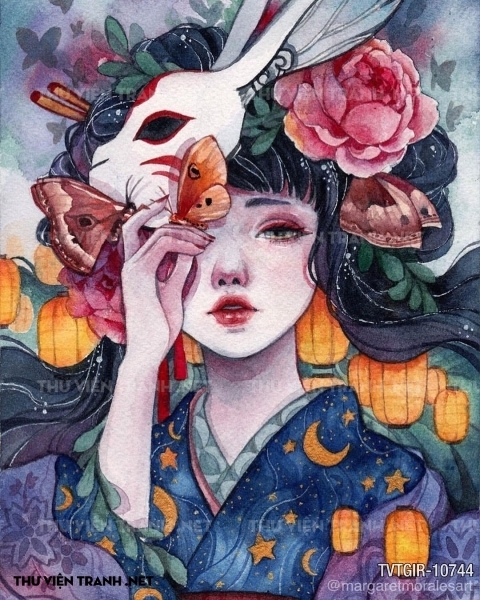 Tranh dán tường chân dung cô gái