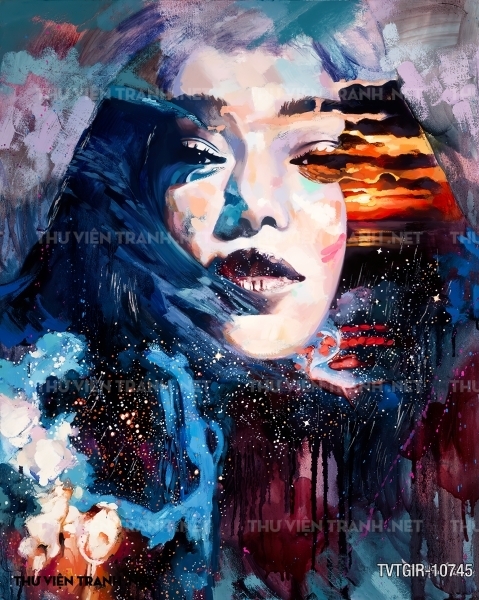 Tranh dán tường chân dung cô gái