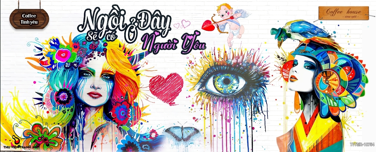 Tranh dán tường chân dung cô gái
