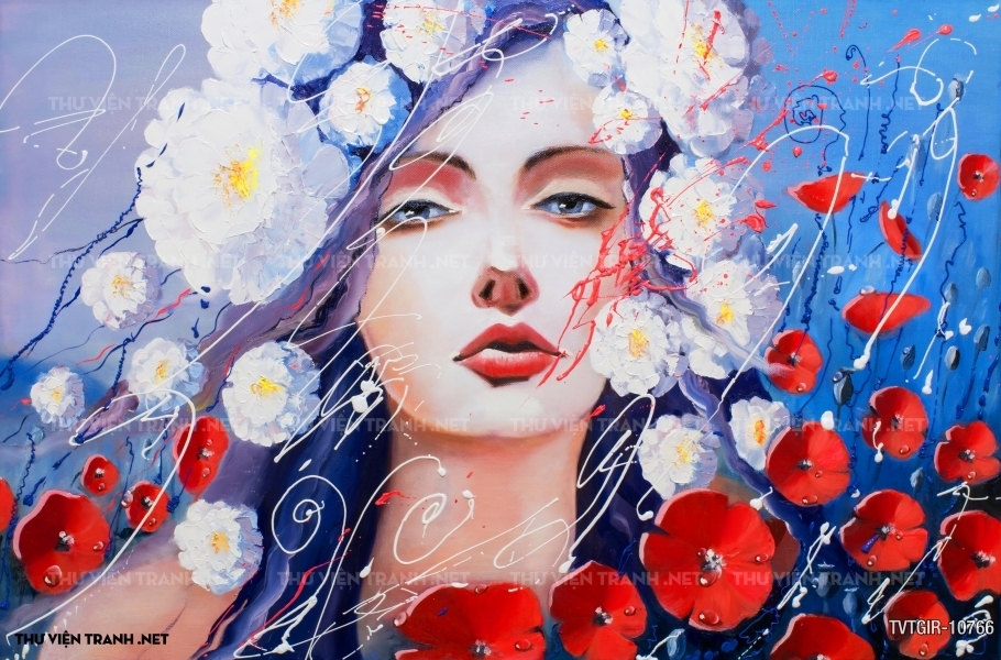 Tranh dán tường chân dung cô gái