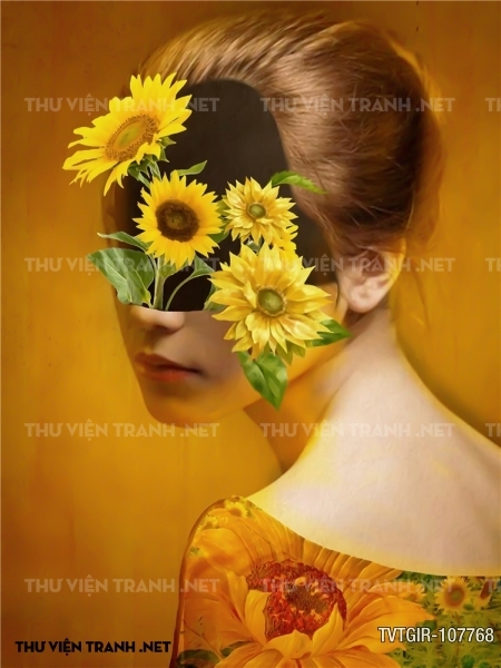 tranh dán tường cô gái
