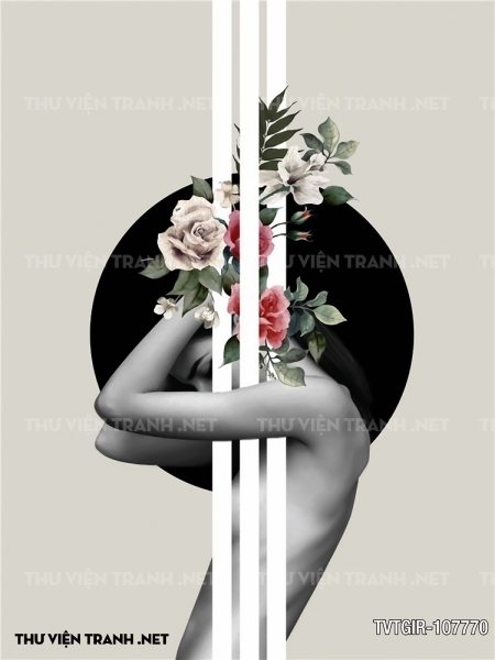 tranh dán tường cô gái