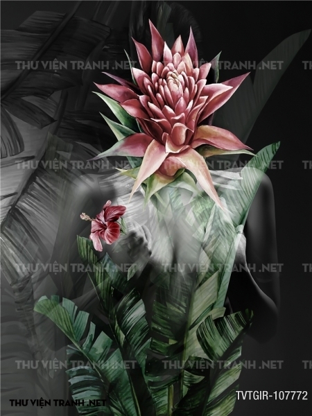 tranh dán tường cô gái