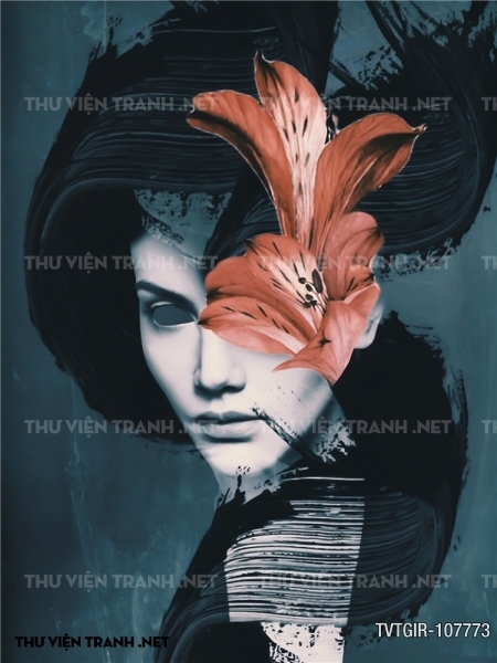 tranh dán tường cô gái