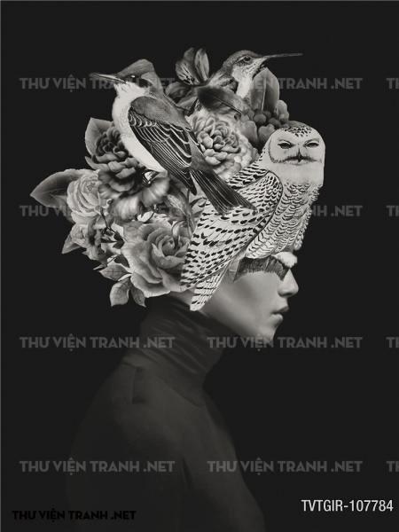 tranh dán tường cô gái
