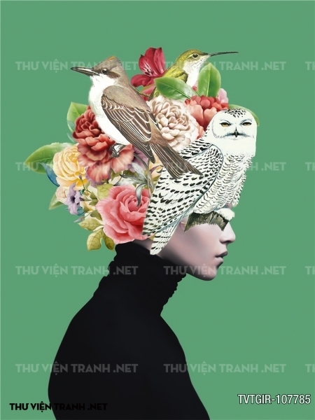 tranh dán tường cô gái