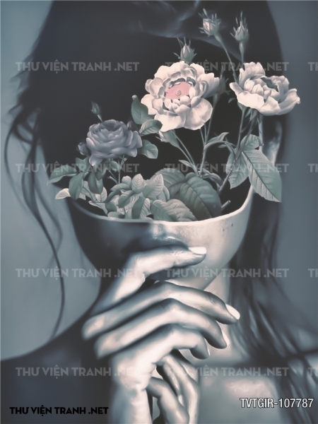 tranh dán tường cô gái