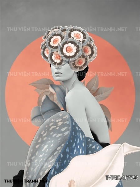 tranh dán tường cô gái