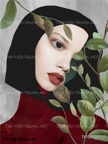 tranh dán tường cô gái