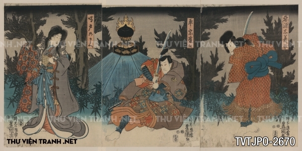 Tranh Nhật cổ vẽ tay Ukiyo-e 3