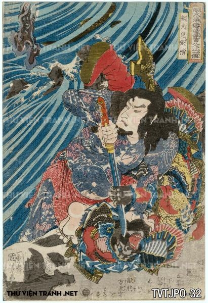 Tranh khắc gỗ cổ Nhật Bản- nhân vật Thao Đao Quỷ Tào Chính- tác giả Utagawa Kuniyoshi