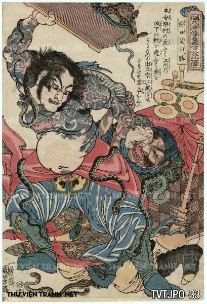 Tranh khắc gỗ cổ Nhật Bản- nhân vật Thao Đao Quỷ Tào Chính- tác giả Utagawa Kuniyoshi