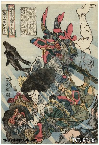 Tranh khắc gỗ cổ Nhật Bản- nhân vật Thao Đao Quỷ Tào Chính- tác giả Utagawa Kuniyoshi