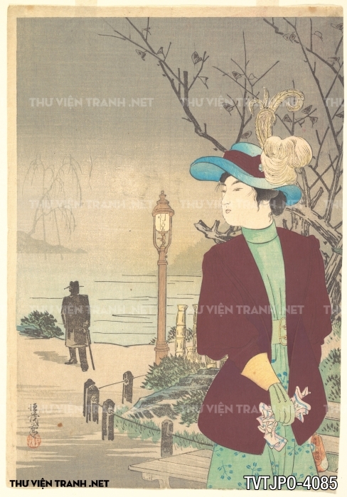 Tranh về đời sống đô thị xưa của người Nhật