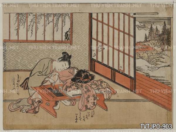 Ancient Japanese woodblock prints- Tranh thiếu nữ Nhật Bản xưa