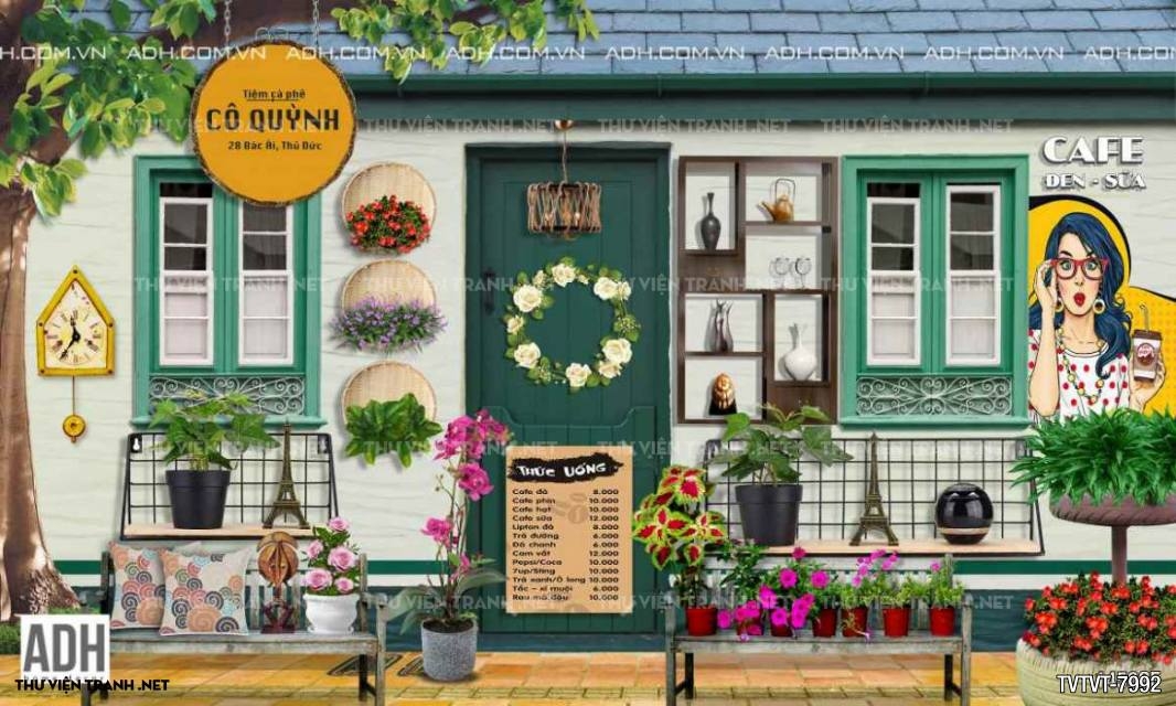 Tranh quán cafe, Trà sữa Vintage 2