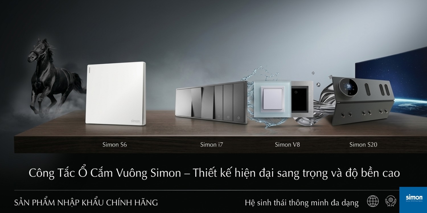 Công tắc ổ cắm vuông Simon – Đột phá công nghệ và thẩm mỹ