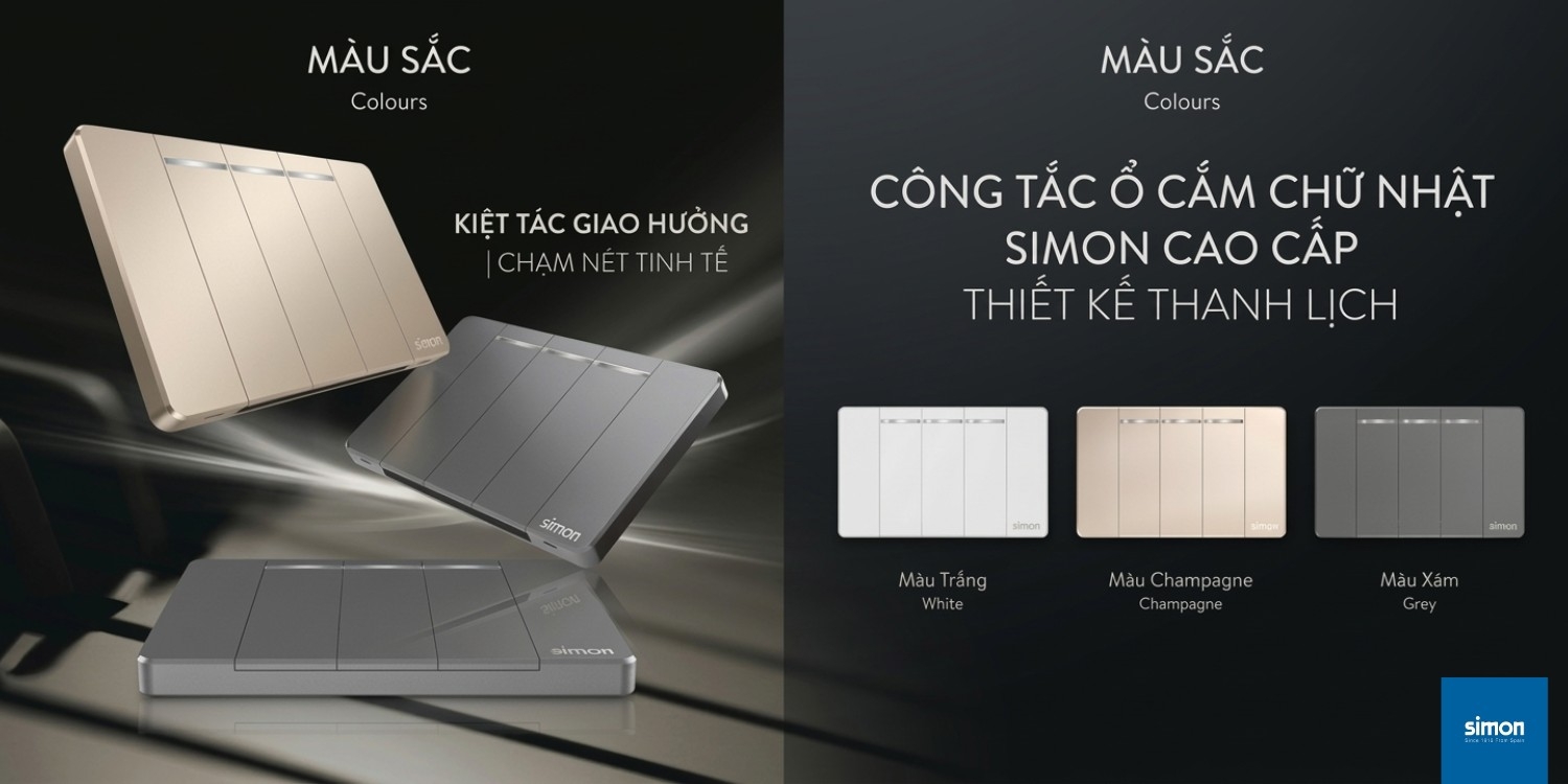 Công Tắc Ổ Cắm Chữ Nhật Simon Cao Cấp – Thanh lịch & Tiện nghi