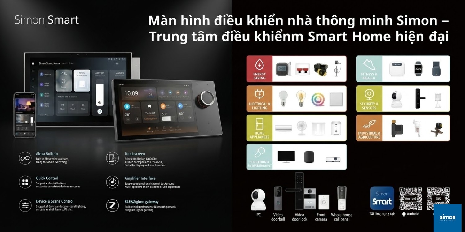 Màn hình điều khiển thông minh Simon – Trung tâm điều khiển Smart Home hiện đại