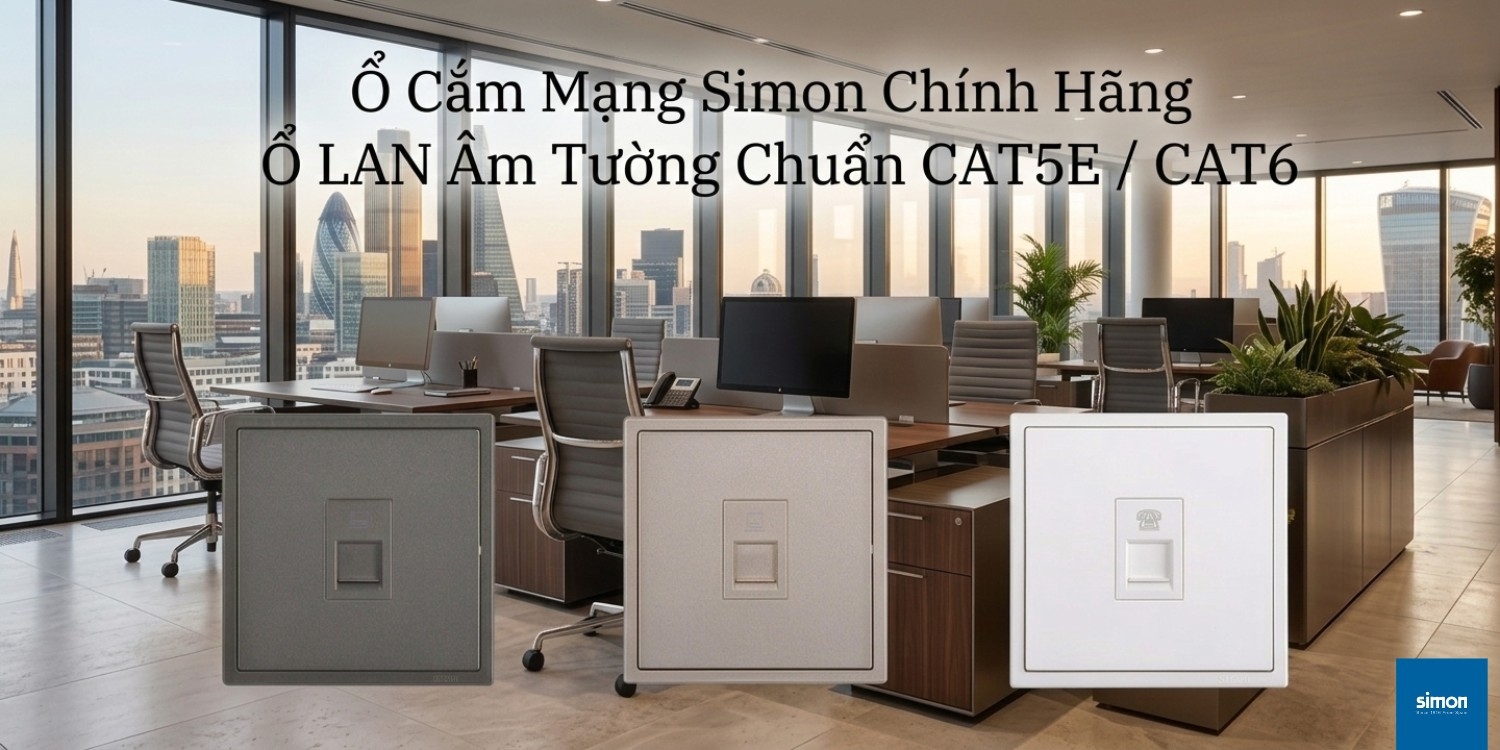 Ổ Cắm Mạng Simon Chính Hãng – Ổ LAN Âm Tường Chuẩn CAT5E / CAT6