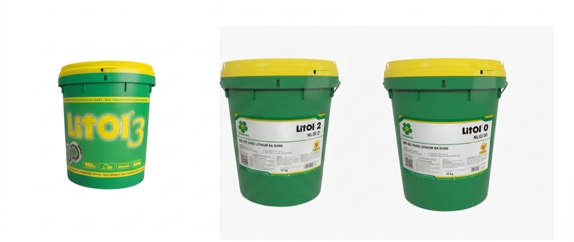 Mỡ bò chịu nhiệt Litol 3 dạng xô màu xanh nắp vàng chính hãng