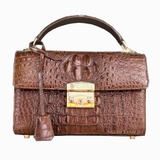 Túi xách da cá sấu màu nâu size 25 TCS223N