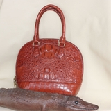 Túi xách nữ da cá sấu gù gai lưng màu nâu đỏ