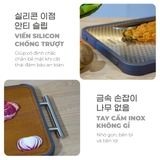 Thớt kháng khuẩn cao cấp 2 mặt GUME TGI - 01 (Inox 304 + Gỗ mun)