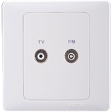 Ổ cắn TV/FM, bộ chia, kích thước chuẩn 9,52 mm, có bảo vệ và 2 kết nối đầu vào chuẩn F vuông Simon Series 50 55112