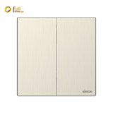 Bộ công tắc đôi 2 chiều mặt vuông tràn viền màu vàng gold mặt kim loại Simon M7 661022M-2C