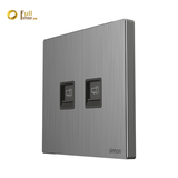 Bộ ổ cắm mạng đôi Cat 6 mặt vuông tràn viền mặt kim loại Simon M7 665228M-2B