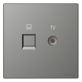 Module ổ cắm mạng Cat 6 và TV màu ghi xám Simon S6 585302-61 (đế vuông)