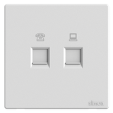 Module ổ cắm mạng đơn Cat 6 và điện thoại màu trắng Simon S6 585229 (đế vuông)